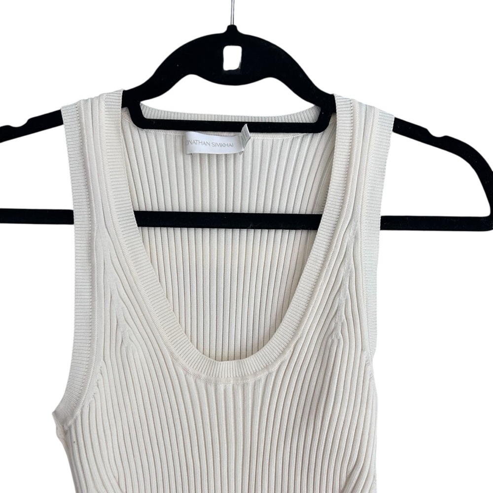 Jonathan Simkhai Cream Ribbed Tank Midi Set - Picture 6 of 8